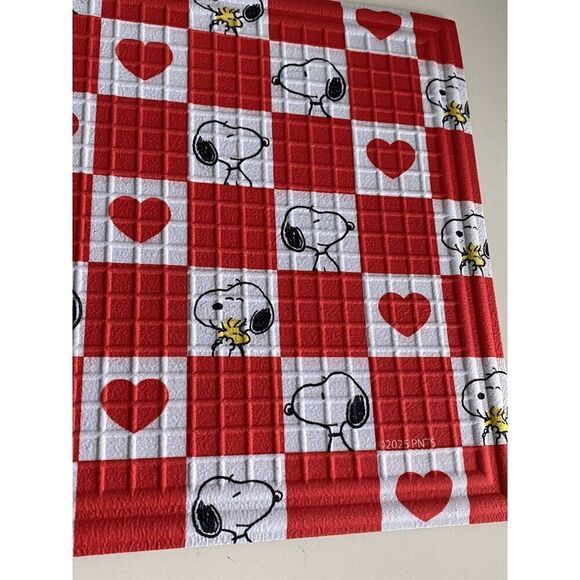 Peanuts Snoopy Valentines Outdoor Rubber Door Mat Rug 18X30” Red Hearts NEW - Picture 6 of 13